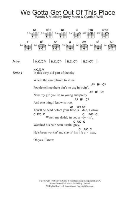 we gotta get out of this place chords|i gotta get out of this place chords.